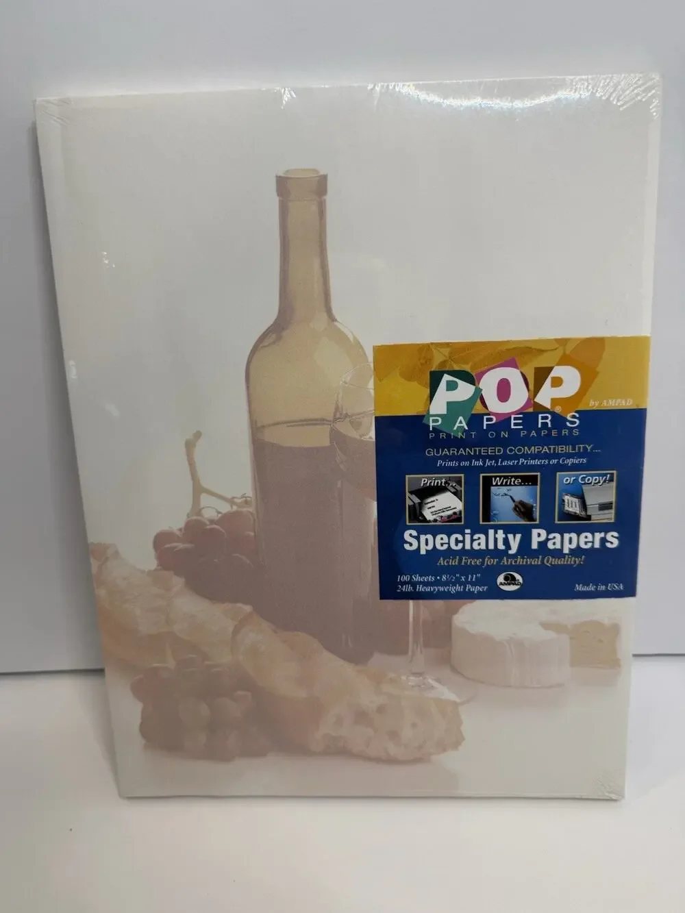 Vintage POP Papers Wine & Brie Specialty Paper Sealed 100 Sheets 1999